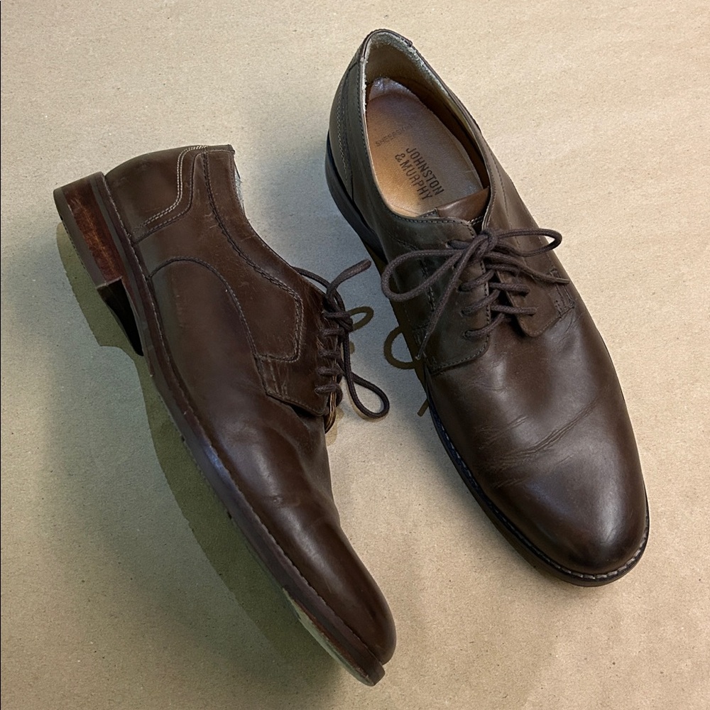 Johnston & Murphy Brown Leather Men’s Shoes - Sheepskin - Lace-Up - US Size 10 M